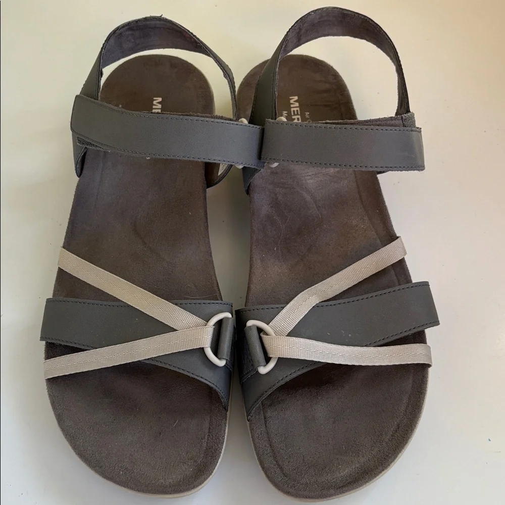 Merrell Charcoal Leather  Velcro Ankle strap sandal Size 10